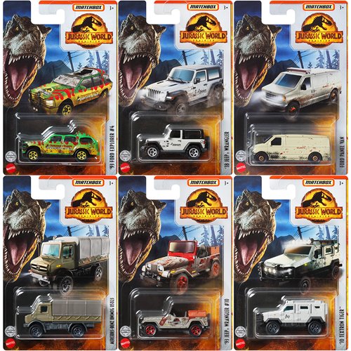 Jurassic World Matchbox 2022 Mix 4 Die-Cast Vehicles Case
